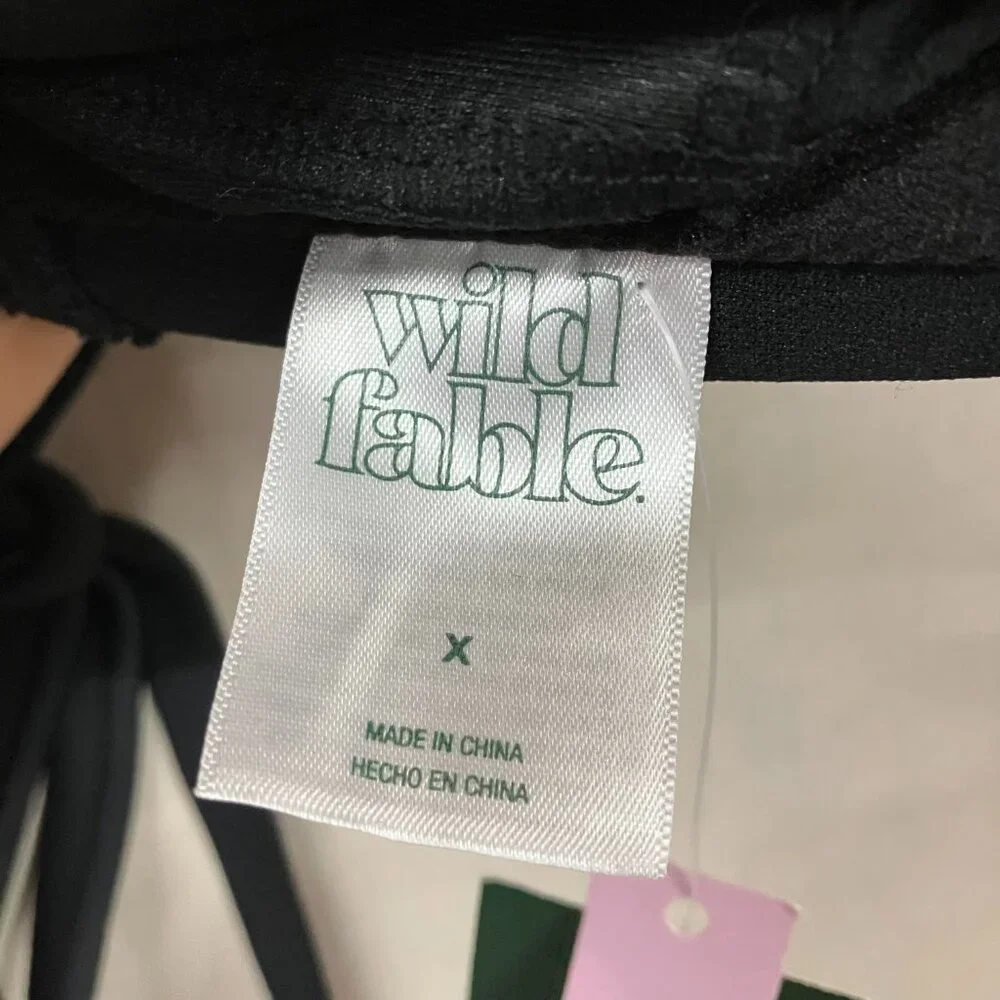 NWT Wild Fable Women's Black Size X Cap Sleeve Smocked Bralette Bikini Top